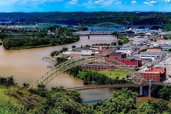 Pittsburgh area view of river and bridge